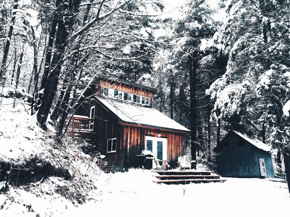 The property in winter, under snow